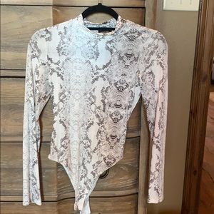 Snakeskin print long sleeve bodysuit